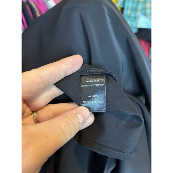 Torrid Studio Crepe Lace Trim Sleeves Blouse Black Solid High Neck Sz 3 (3X) - Picture 10 of 11